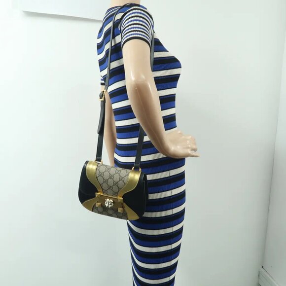 GUCCI Osiride Brown&Black Canvas&Leather Shoulder Bag 878-061825 - Picture 12 of 12